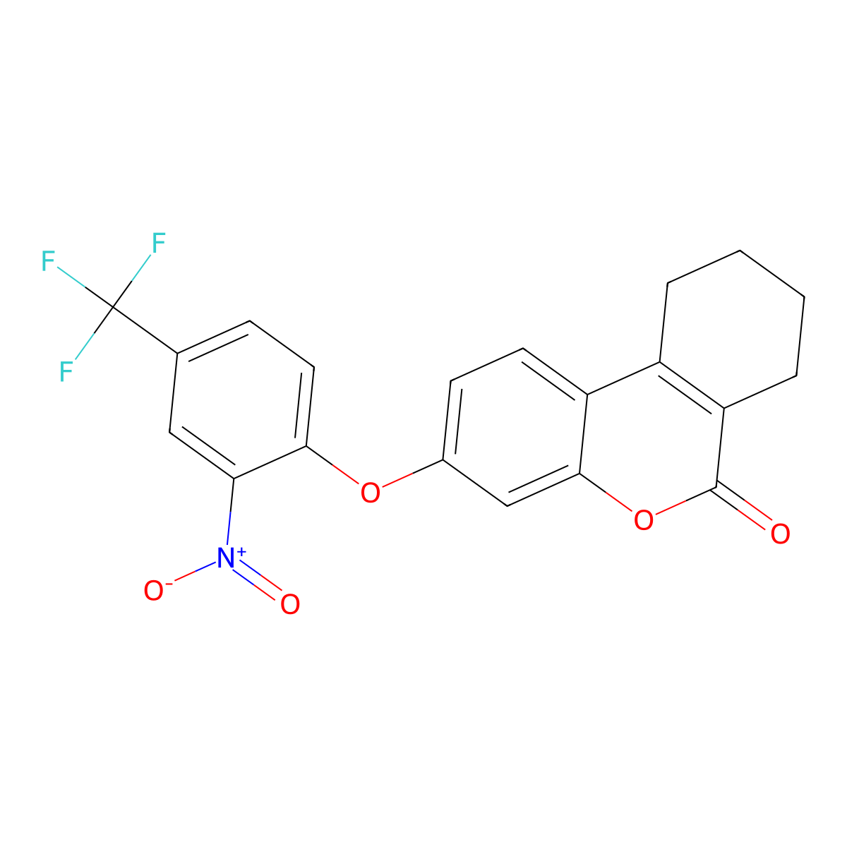 3-[2-nitro-4-(trifluoromethyl)phenoxy]-7,8,9,10-tetrahydro-6H-benzo[c]chromen-6-one molecular structure, CAS 304894-76-6