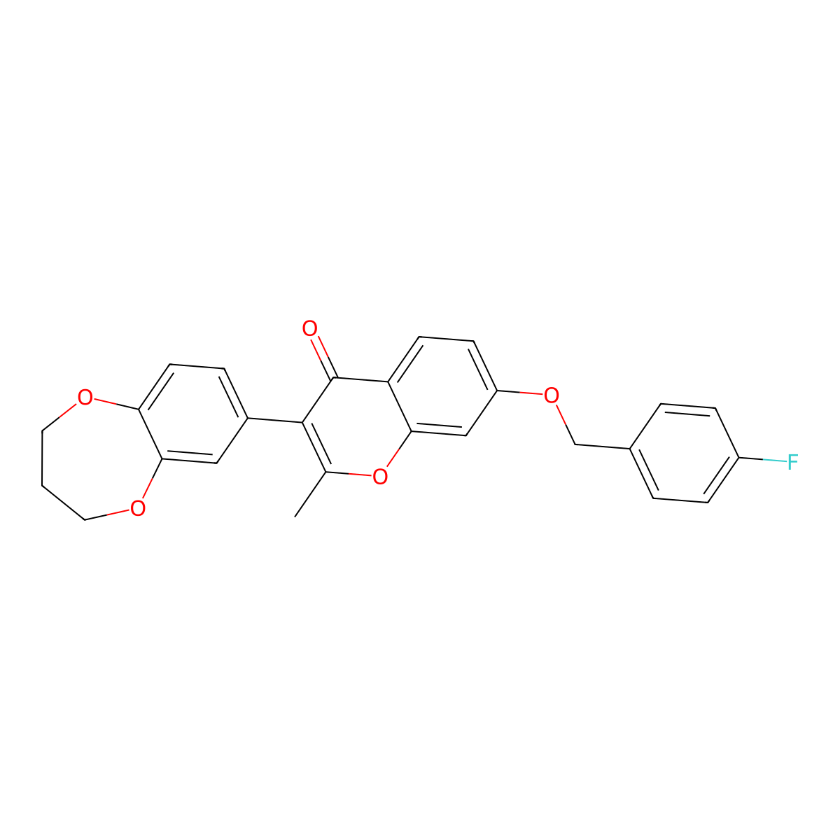 3-(3,4-dihydro-2H-1,5-benzodioxepin-7-yl)-7-[(4-fluorobenzyl)oxy]-2-methyl-4H-chromen-4-one molecular structure, CAS 304894-83-5