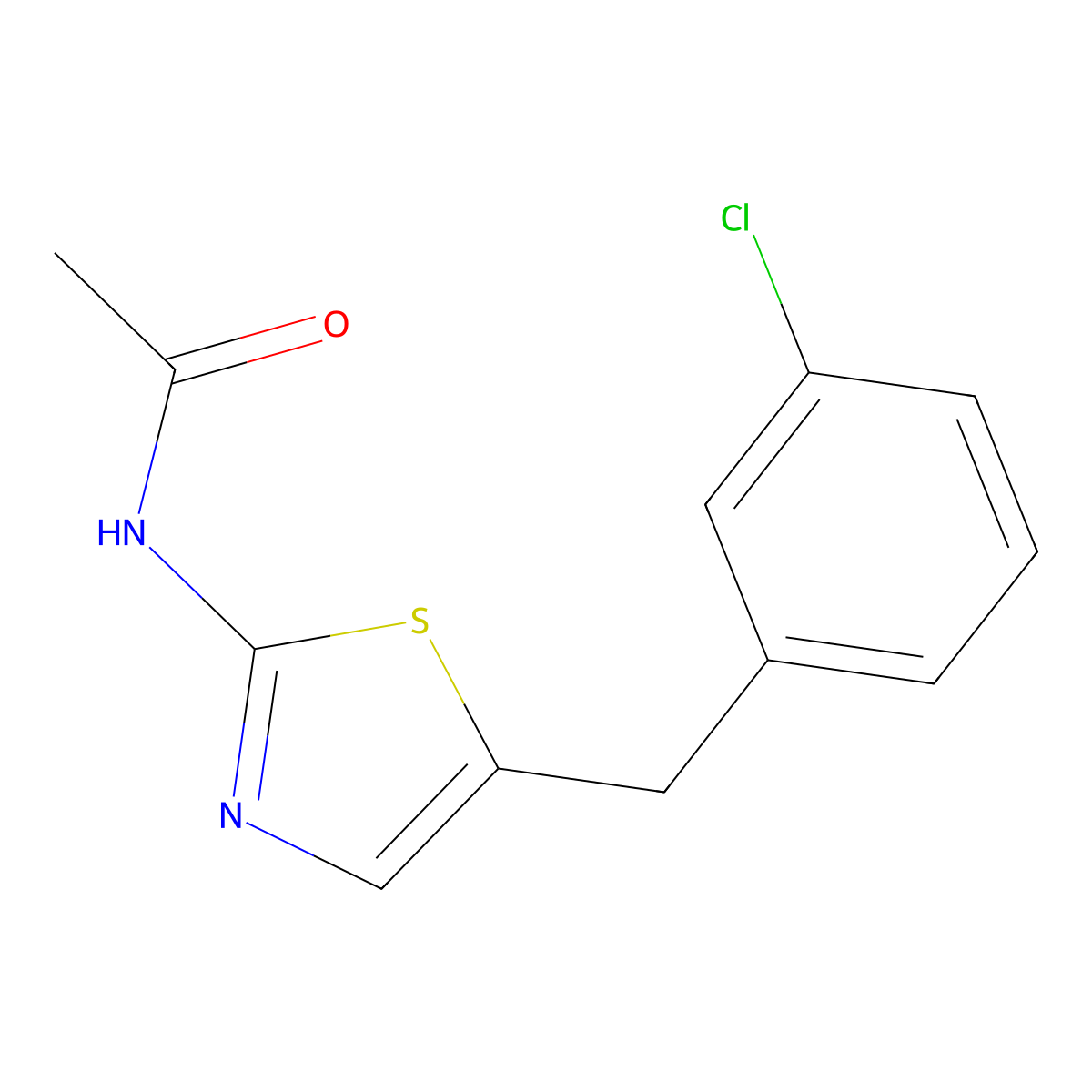 N-[5-[(3-chlorophenyl)methyl]-1,3-thiazol-2-yl]acetamide molecular structure, CAS 304895-10-1