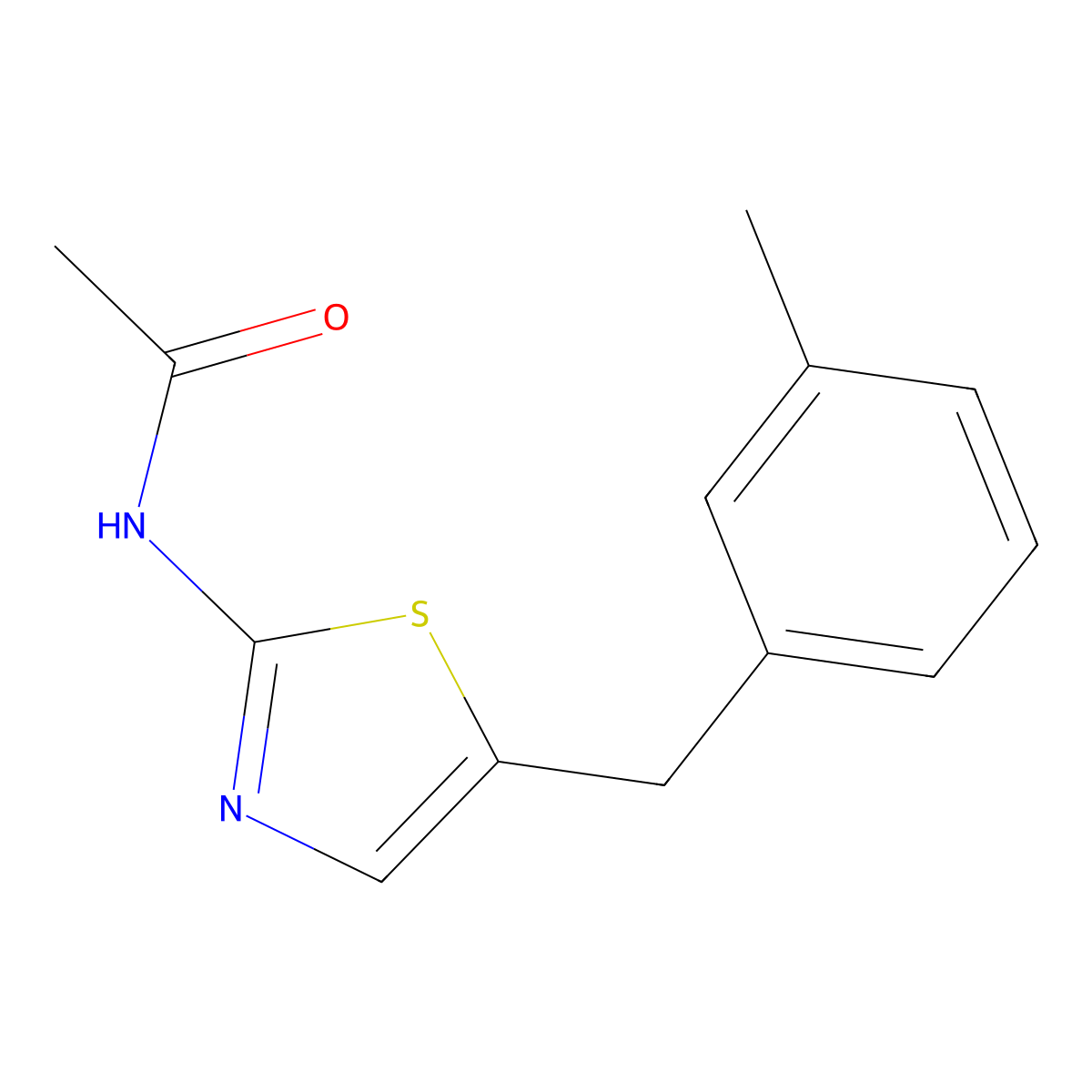 N-{5-[(3-methylphenyl)methyl]-1,3-thiazol-2-yl}acetamide molecular structure, CAS 304895-11-2