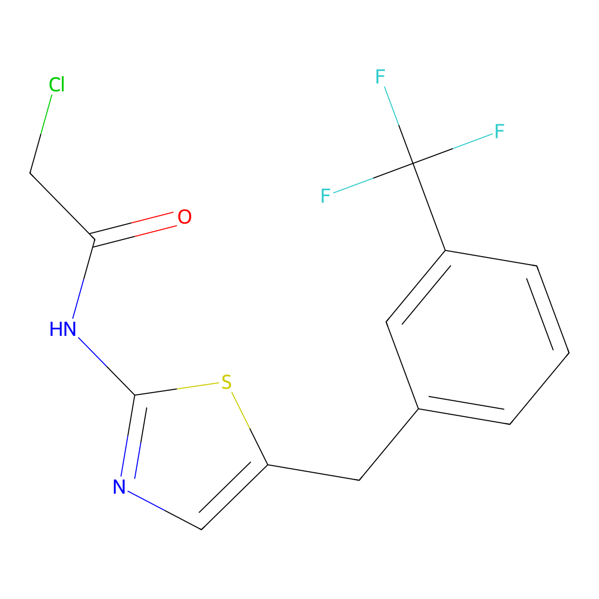 2-chloro-N-{5-[3-(trifluoromethyl)benzyl]-1,3-thiazol-2-yl}acetamide molecular structure, CAS 304895-20-3