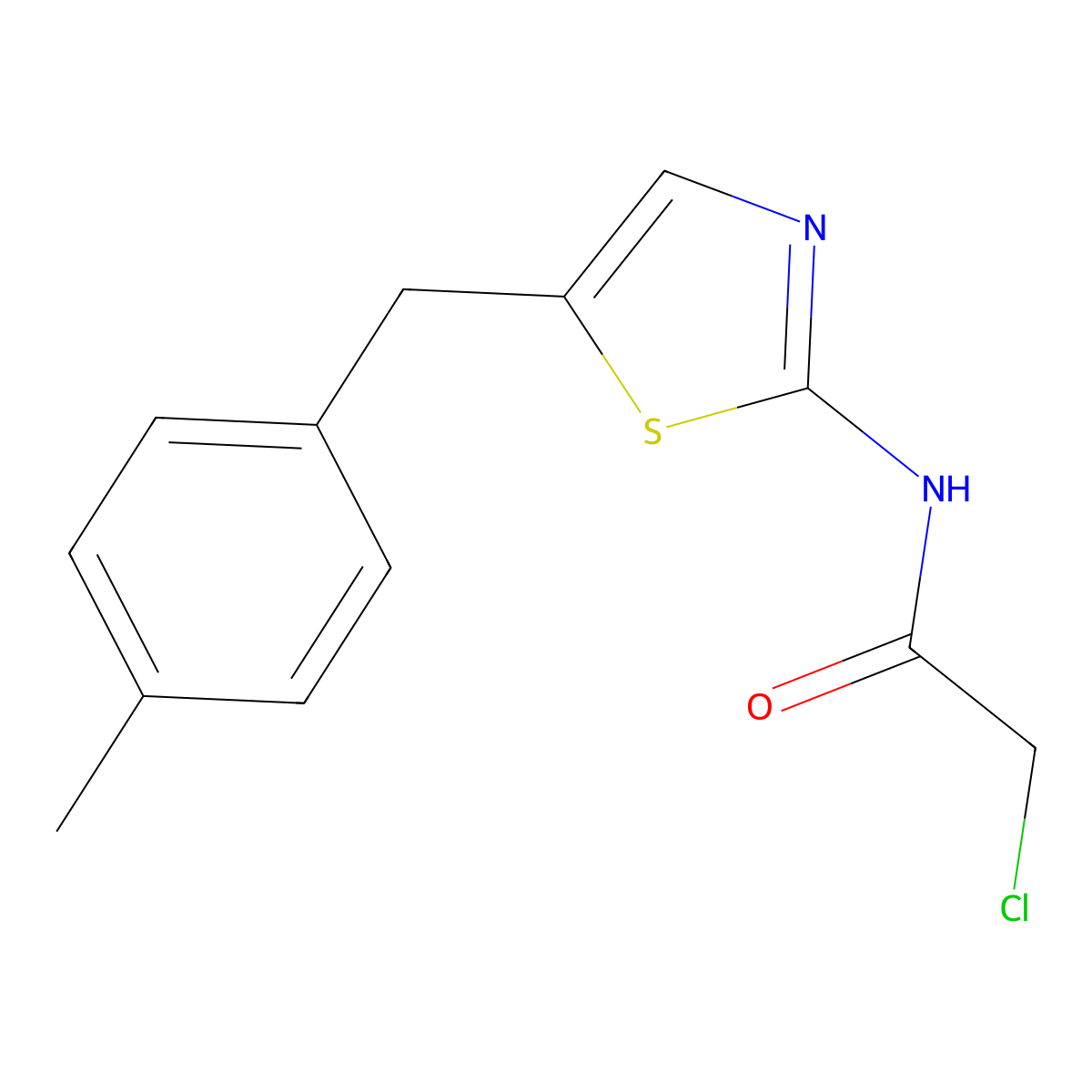2-chloro-N-(5-((4-methylphenyl)methyl)-1,3-thiazol-2-yl)acetamide molecular structure, CAS 304895-21-4