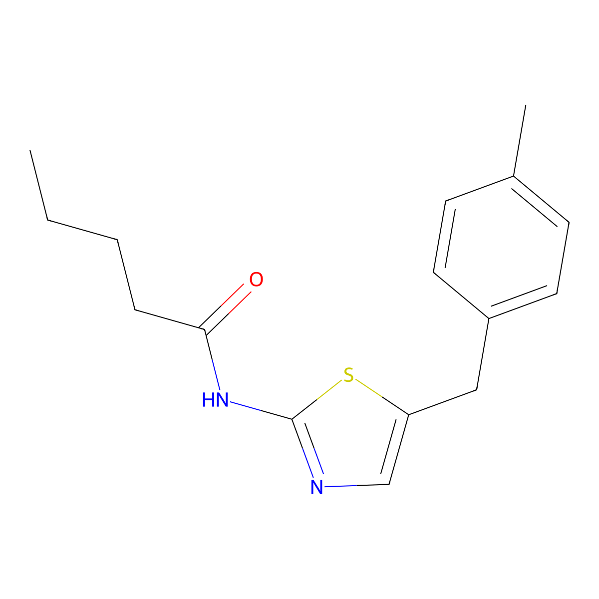 N-{5-[(4-methylphenyl)methyl]-1,3-thiazol-2-yl}pentanamide molecular structure, CAS 304895-25-8