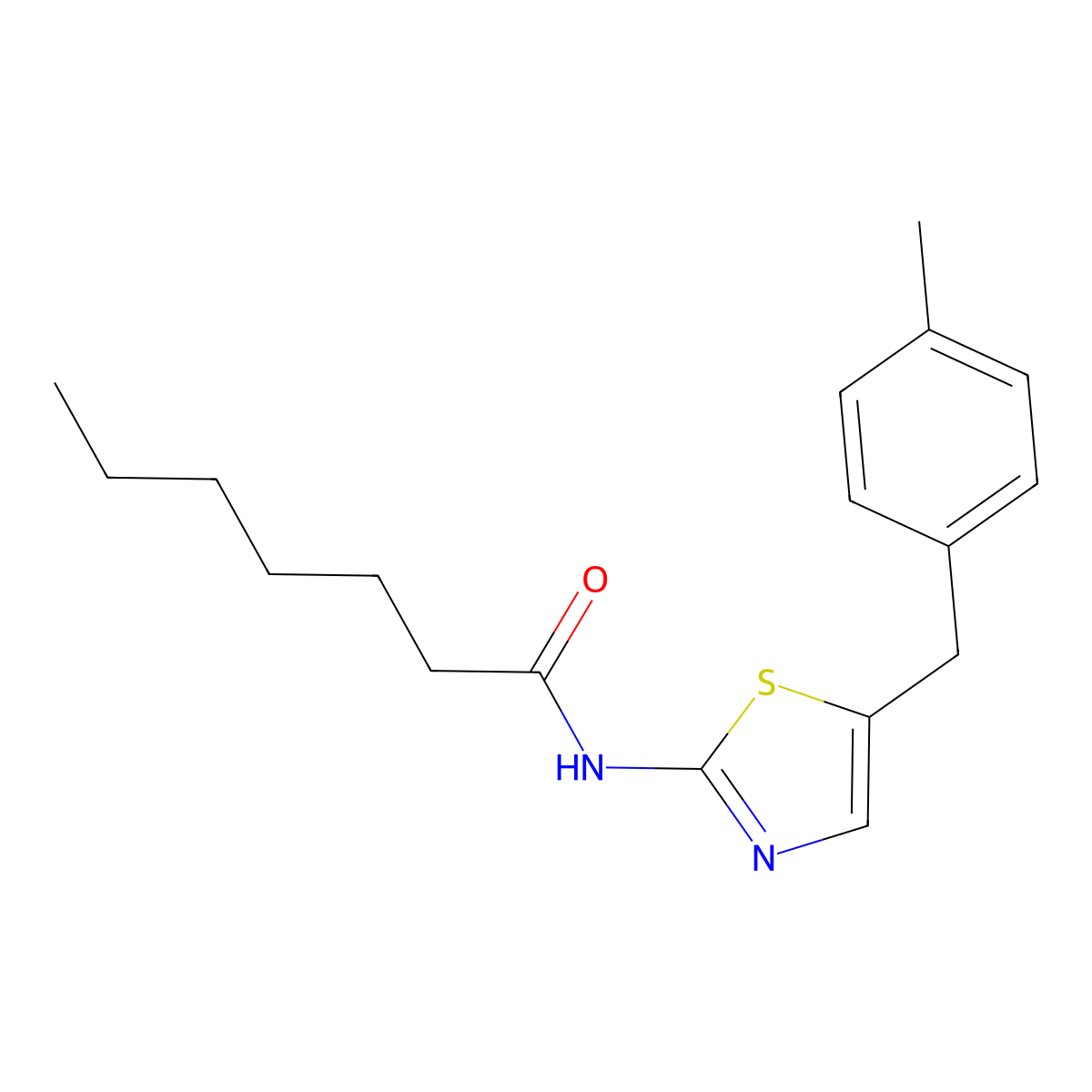 N-(5-(4-Methylbenzyl)-1,3-thiazol-2-YL)heptanamide molecular structure, CAS 304895-27-0