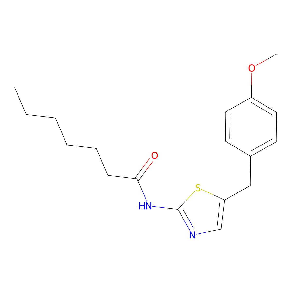 N-[5-[(4-methoxyphenyl)methyl]-1,3-thiazol-2-yl]heptanamide molecular structure, CAS 304895-28-1