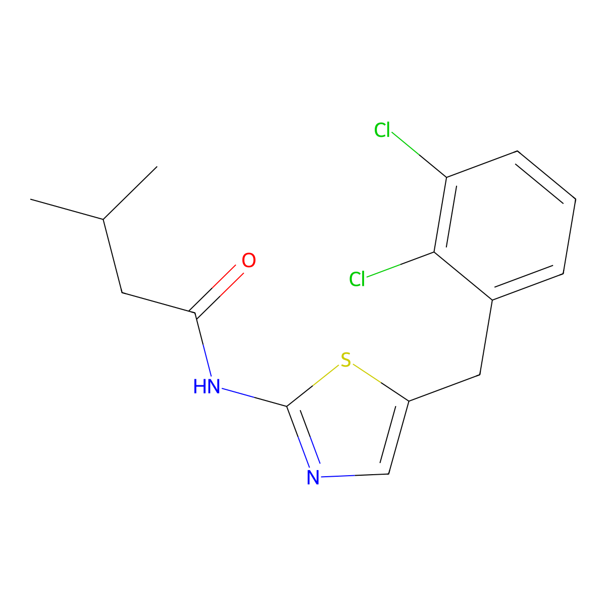 N-[5-(2,3-dichlorobenzyl)-1,3-thiazol-2-yl]-3-methylbutanamide molecular structure, CAS 304895-31-6