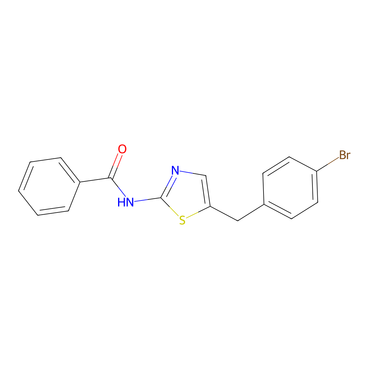 N-{5-[(4-bromophenyl)methyl]-1,3-thiazol-2-yl}benzamide molecular structure, CAS 304895-35-0
