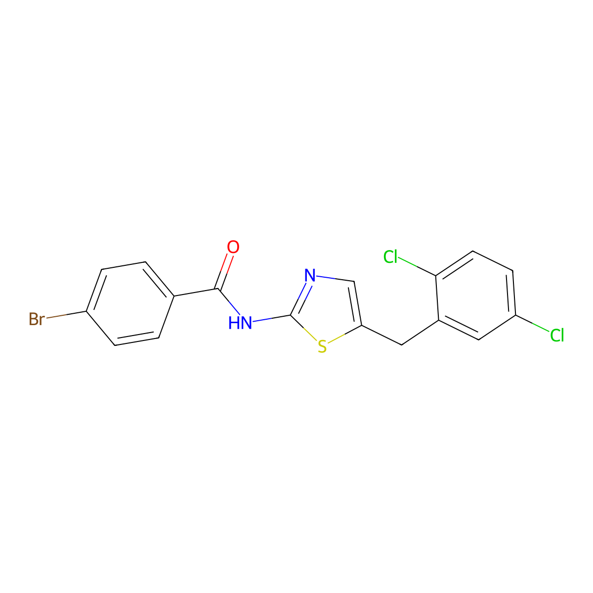 4-bromo-N-[5-(2,5-dichlorobenzyl)-1,3-thiazol-2-yl]benzamide molecular structure, CAS 304895-47-4