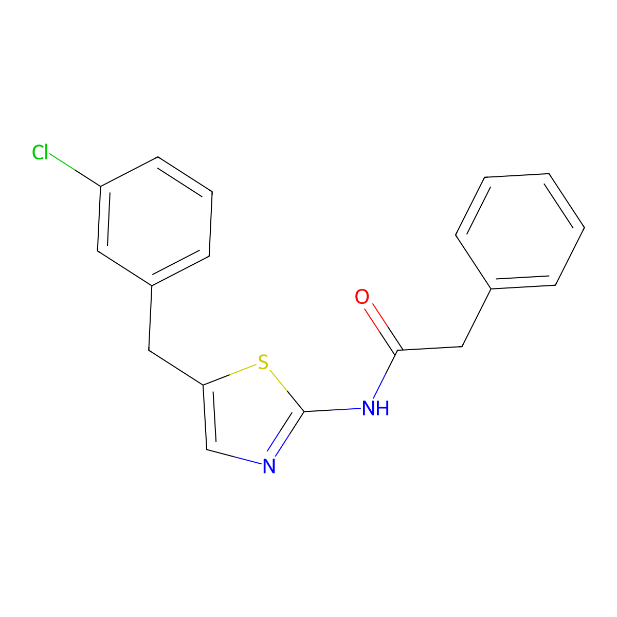 N-[5-(3-chlorobenzyl)-1,3-thiazol-2-yl]-2-phenylacetamide molecular structure, CAS 304895-49-6