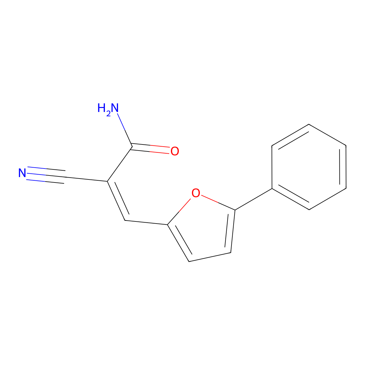 2-Cyano-3-(5-phenyl-2-furanyl)-2-propenamide molecular structure, CAS 304896-36-4