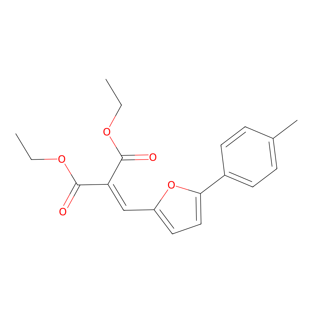 Diethyl 2-((5-(4-methylphenyl)-2-furyl)methylene)malonate molecular structure, CAS 304896-38-6