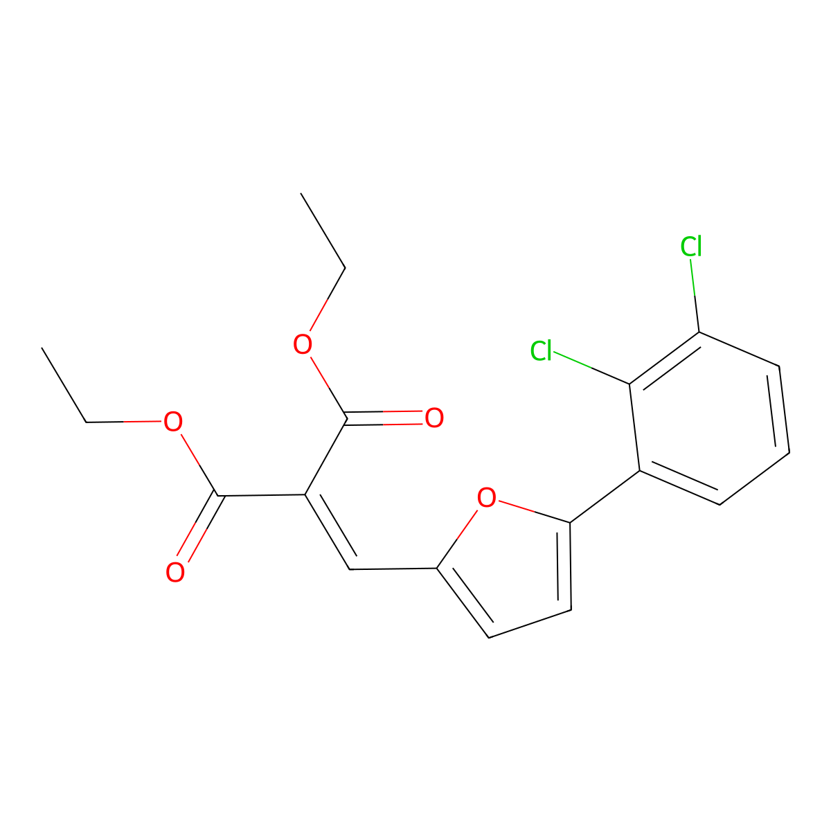 Diethyl 2-((5-(2,3-dichlorophenyl)-2-furyl)methylene)malonate molecular structure, CAS 304896-39-7
