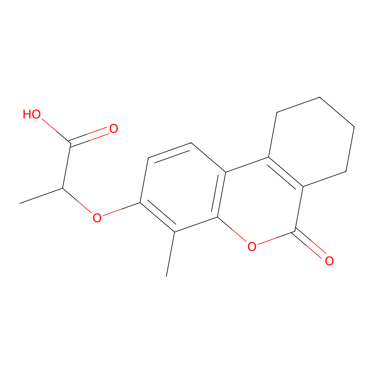 2-[(4-methyl-6-oxo-7,8,9,10-tetrahydro-6H-benzo[c]chromen-3-yl)oxy]propanoic acid molecular structure, CAS 304896-80-8