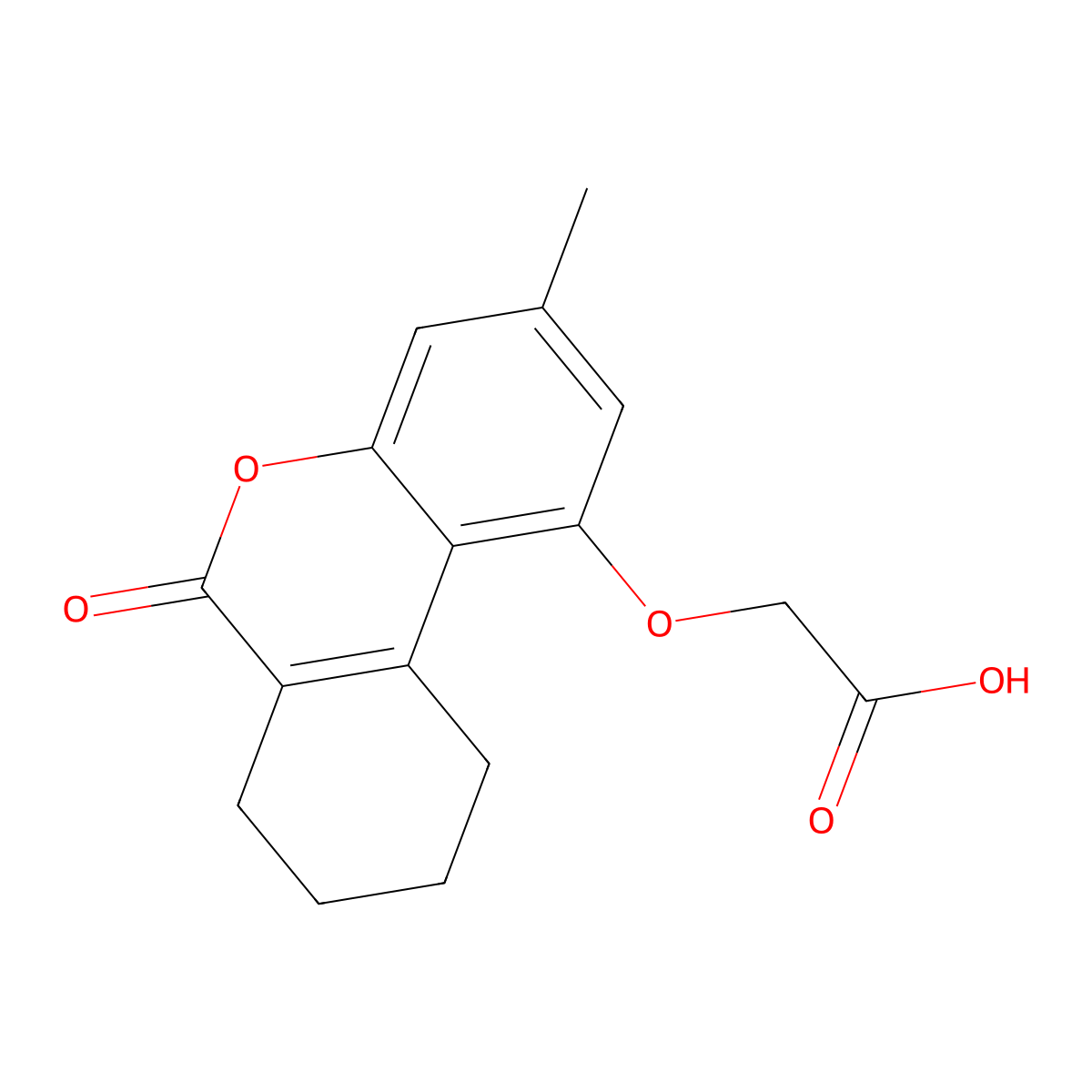 2-({3-methyl-6-oxo-6H,7H,8H,9H,10H-cyclohexa[c]chromen-1-yl}oxy)acetic acid molecular structure, CAS 304896-83-1