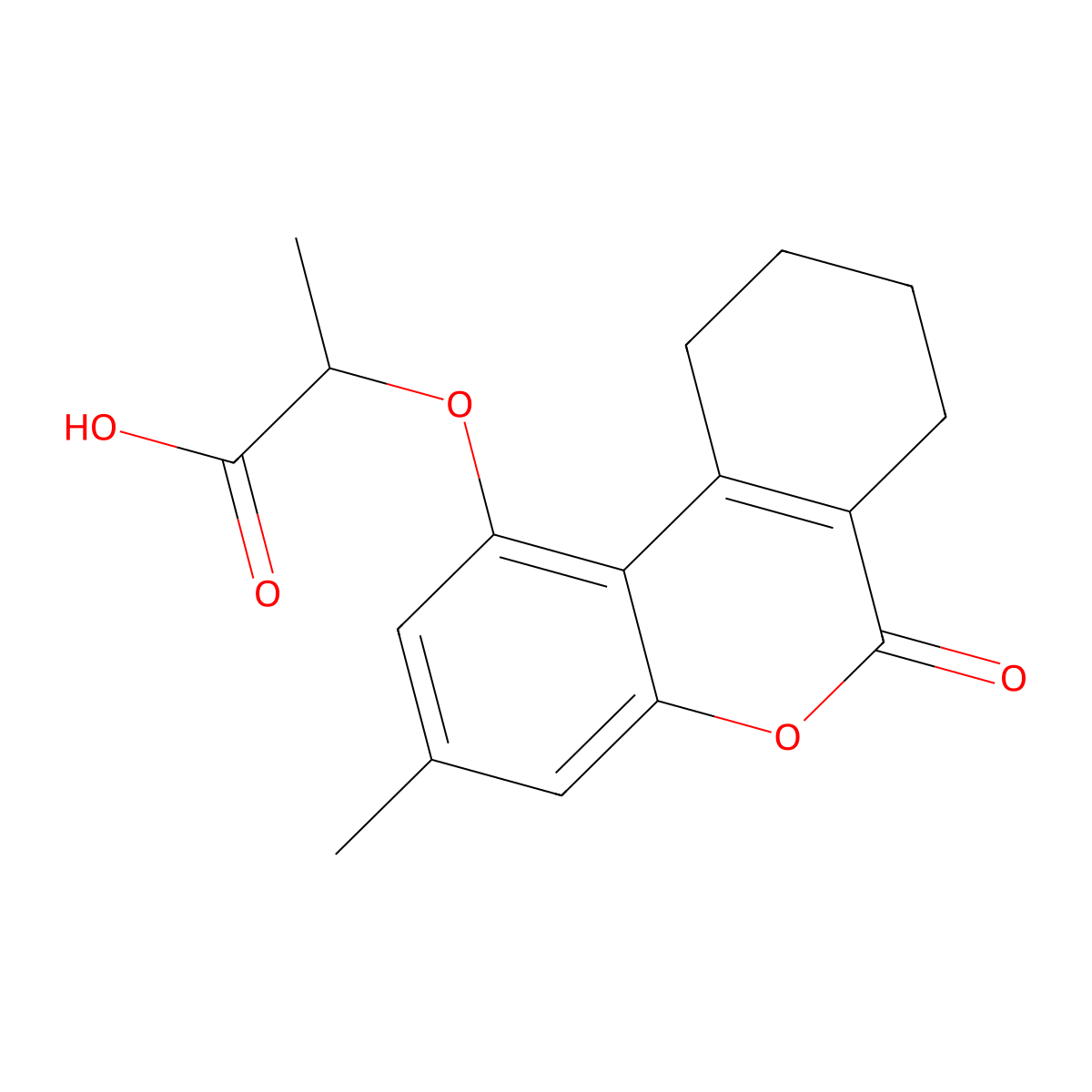 2-[(3-methyl-6-oxo-7,8,9,10-tetrahydro-6H-benzo[c]chromen-1-yl)oxy]propanoic acid molecular structure, CAS 304896-84-2