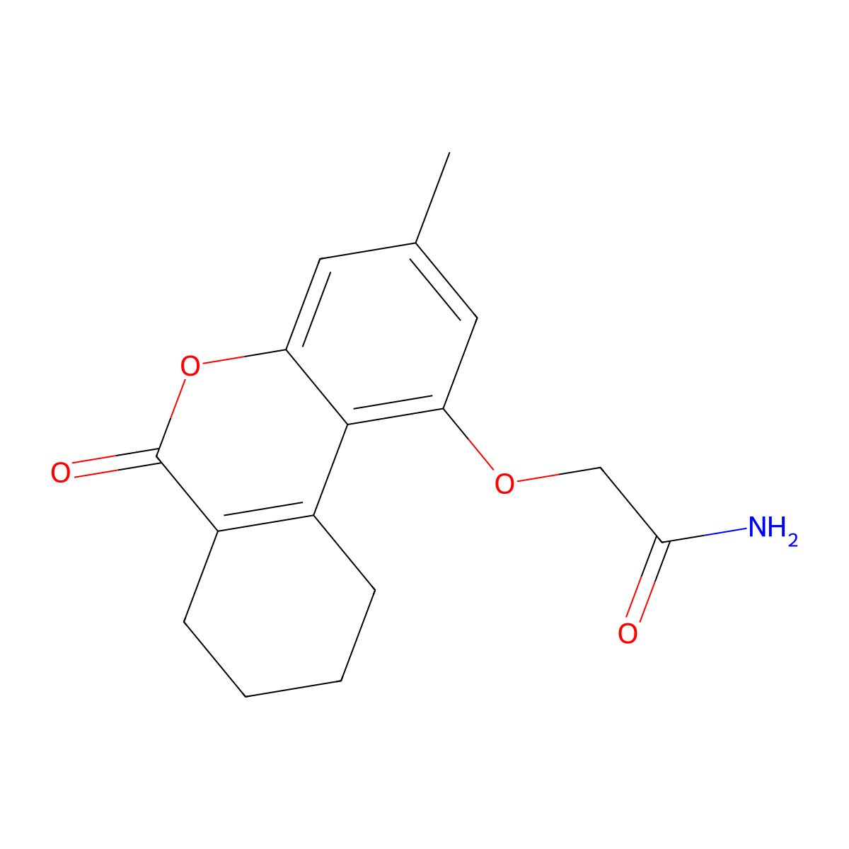 2-[(7,8,9,10-Tetrahydro-3-methyl-6-oxo-6H-dibenzo[b,d]pyran-1-yl)oxy]acetamide molecular structure, CAS 304896-85-3