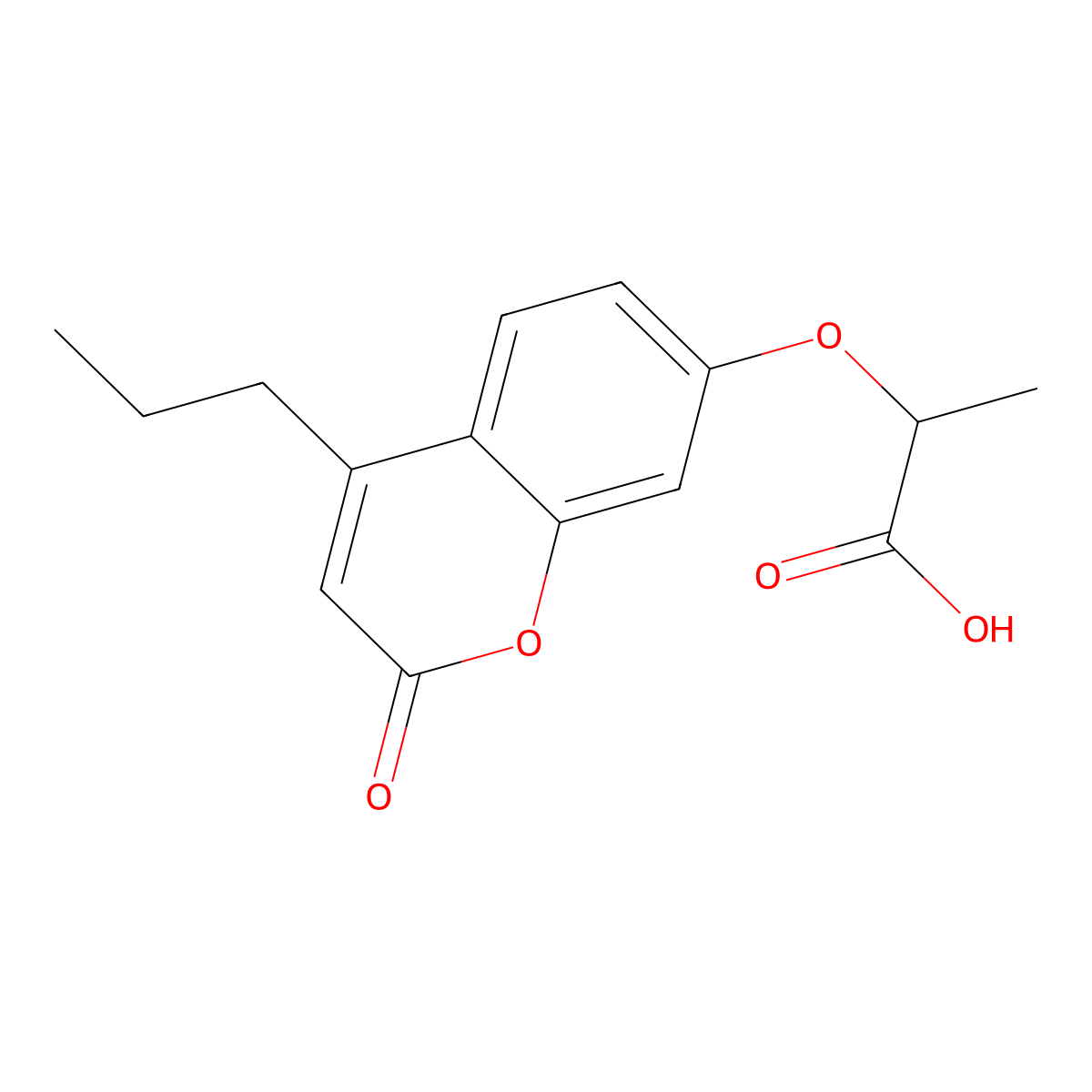 2-[(2-oxo-4-propyl-2H-chromen-7-yl)oxy]propanoic acid molecular structure, CAS 304896-87-5