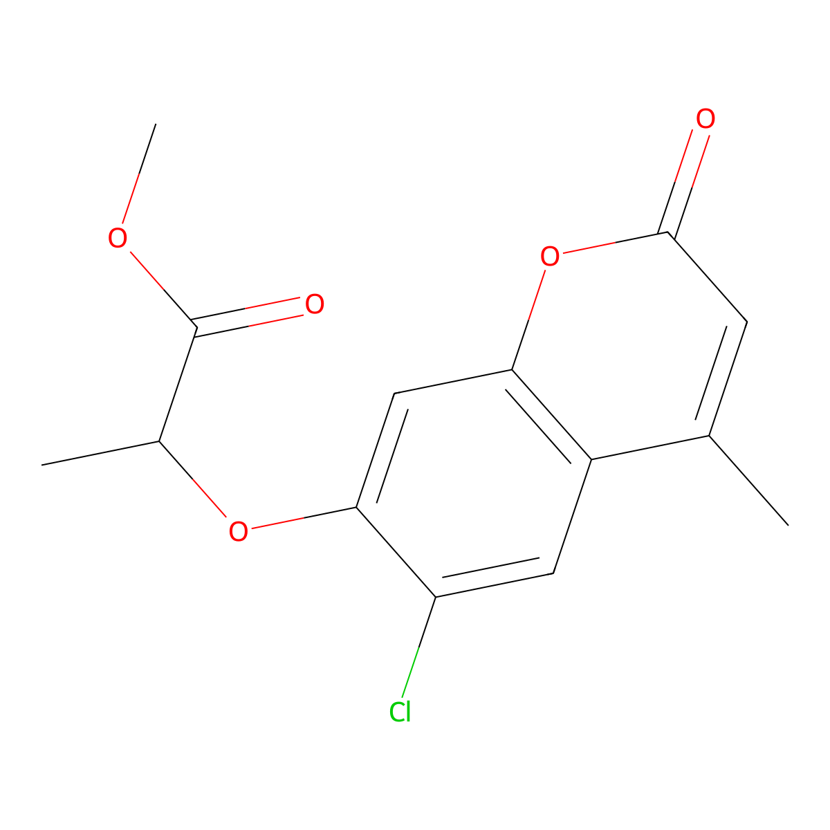 methyl 2-[(6-chloro-4-methyl-2-oxo-2H-chromen-7-yl)oxy]propanoate molecular structure, CAS 304896-90-0