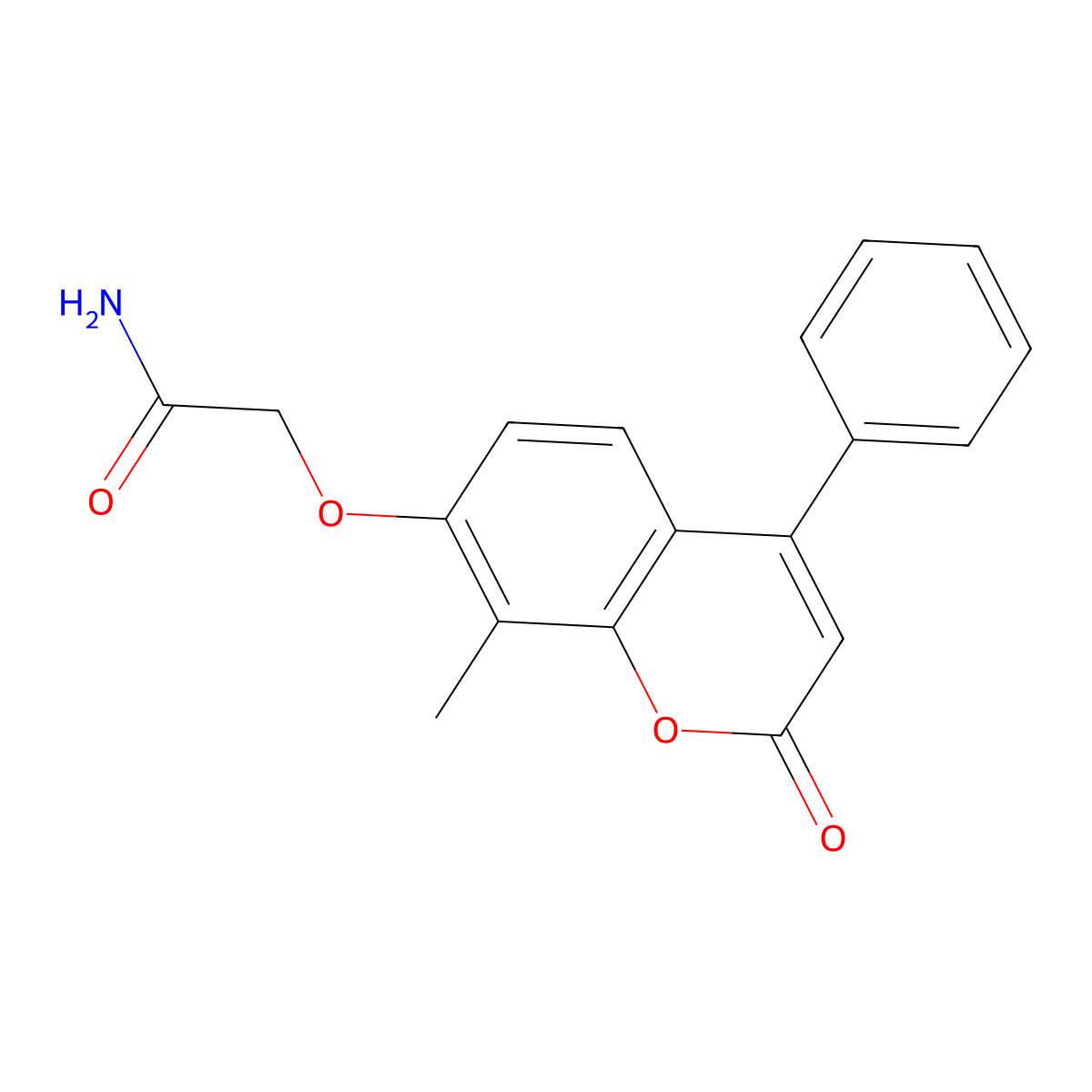 2-(8-Methyl-2-oxo-4-phenylchromen-7-yl)oxyacetamide molecular structure, CAS 304896-94-4