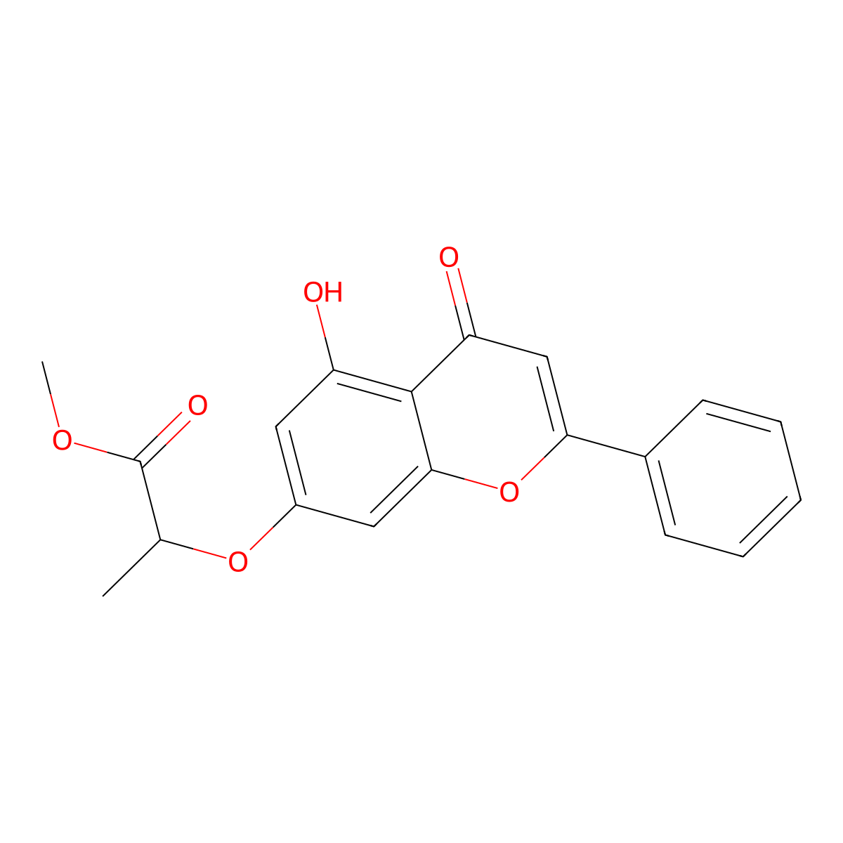 methyl 2-[(5-hydroxy-4-oxo-2-phenyl-4H-chromen-7-yl)oxy]propanoate molecular structure, CAS 304896-95-5