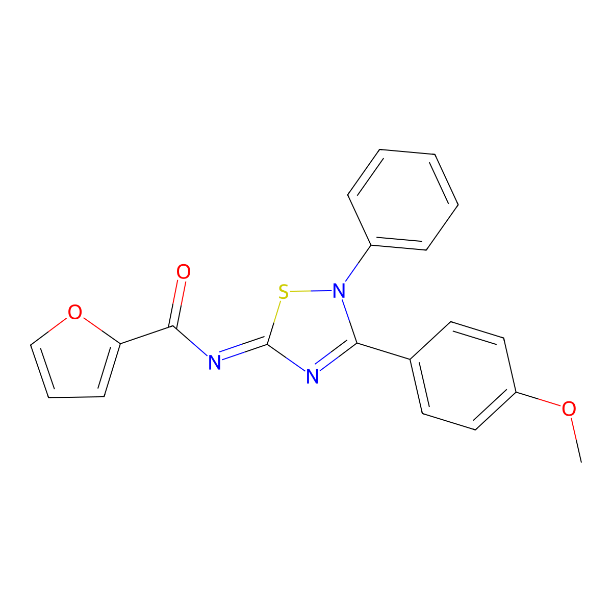 (Z)-N-(3-(4-methoxyphenyl)-2-phenyl-1,2,4-thiadiazol-5(2H)-ylidene)furan-2-carboxamide molecular structure, CAS 304896-96-6