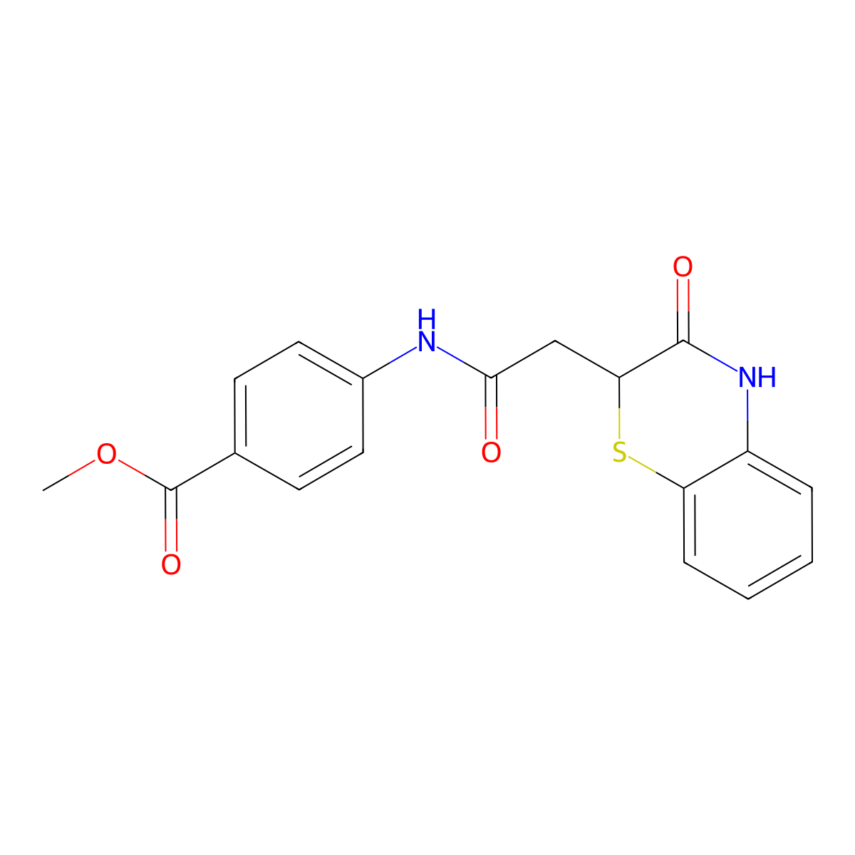 methyl 4-{[(3-oxo-3,4-dihydro-2H-1,4-benzothiazin-2-yl)acetyl]amino}benzoate molecular structure, CAS 304897-00-5