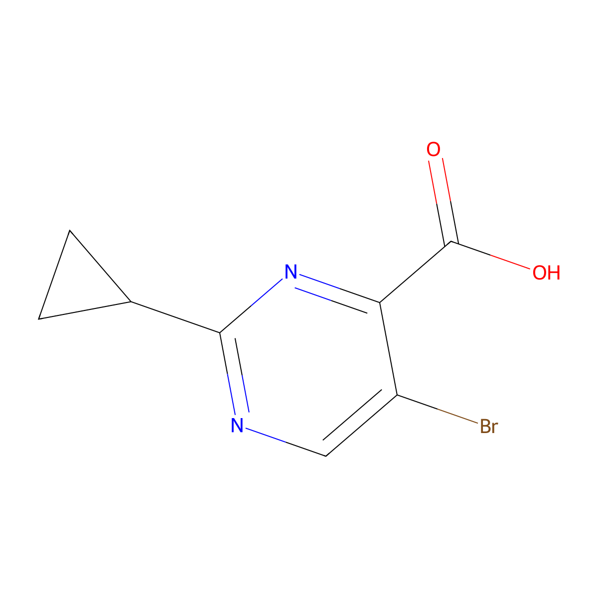 5-Bromo-2-cyclopropylpyrimidine-4-carboxylic acid molecular structure, CAS 304902-95-2