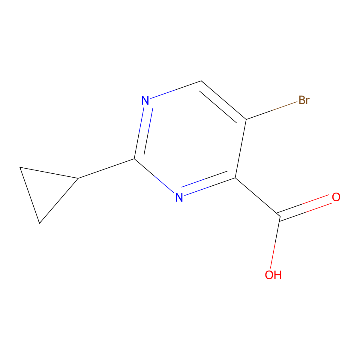5-Bromo-2-cyclopropylpyrimidine-4-carboxylic acid molecular structure, CAS 304902-95-2