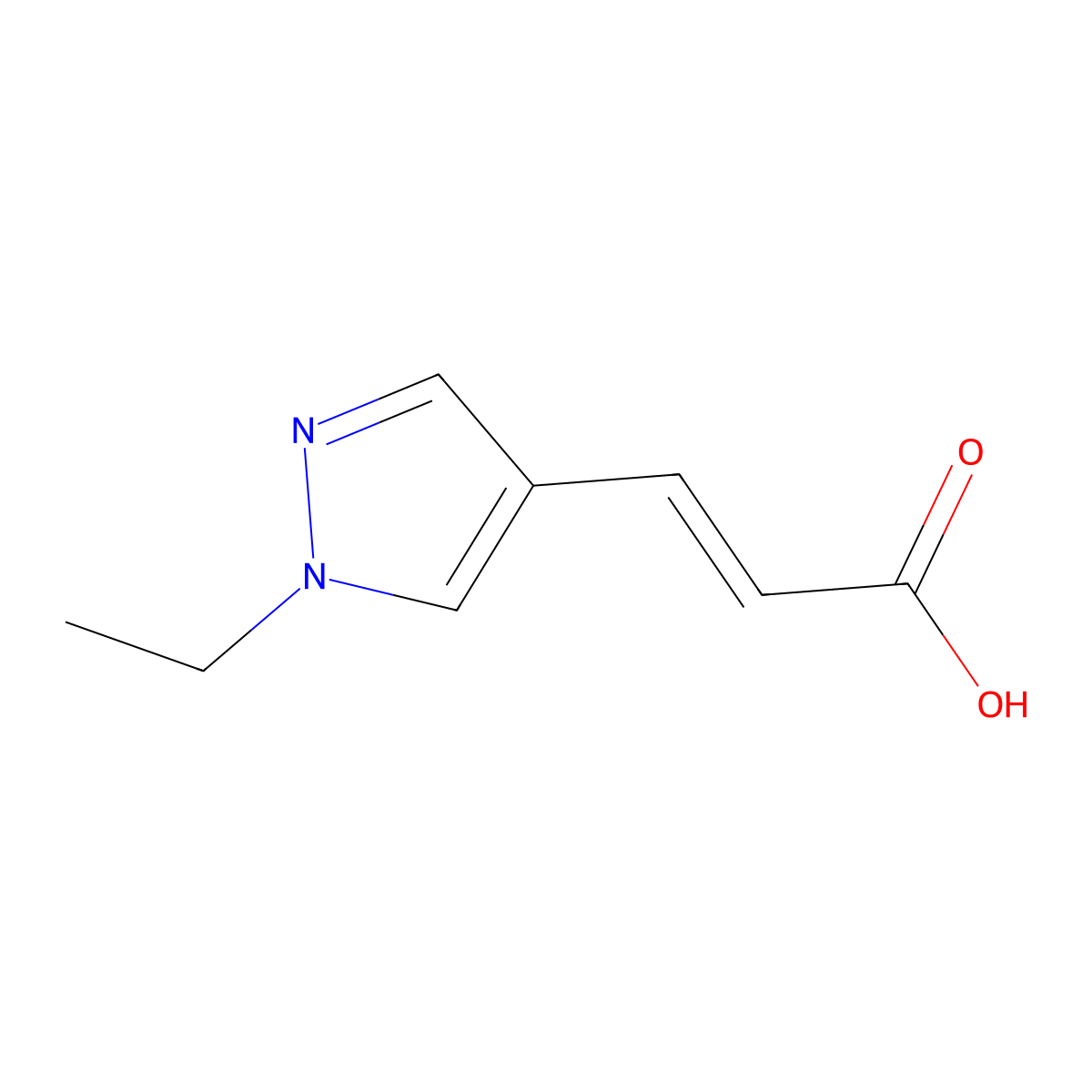 3-(1-Ethylpyrazol-4-yl)prop-2-enoic acid molecular structure, CAS 304903-09-1