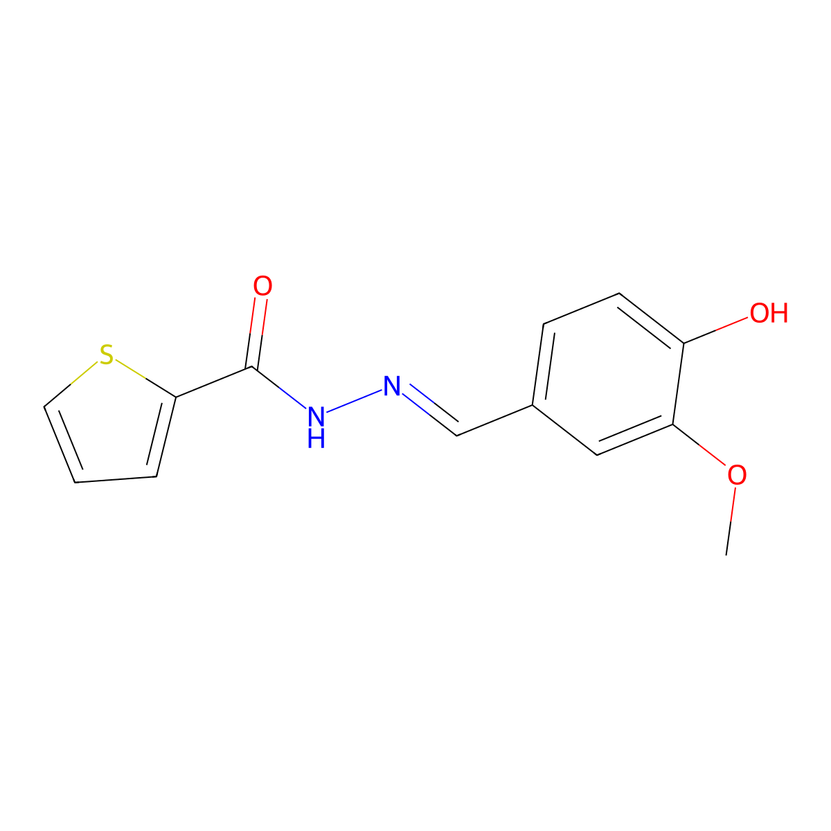 N'-(4-hydroxy-3-methoxybenzylidene)-2-thiophenecarbohydrazide molecular structure, CAS 304906-01-2