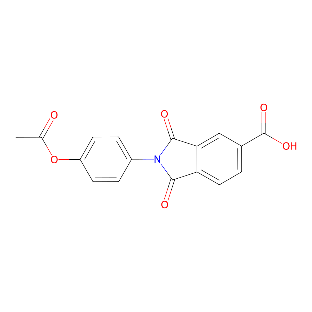 2-(4-Acetyloxyphenyl)-1,3-dioxoisoindole-5-carboxylic acid molecular structure, CAS 30491-68-0