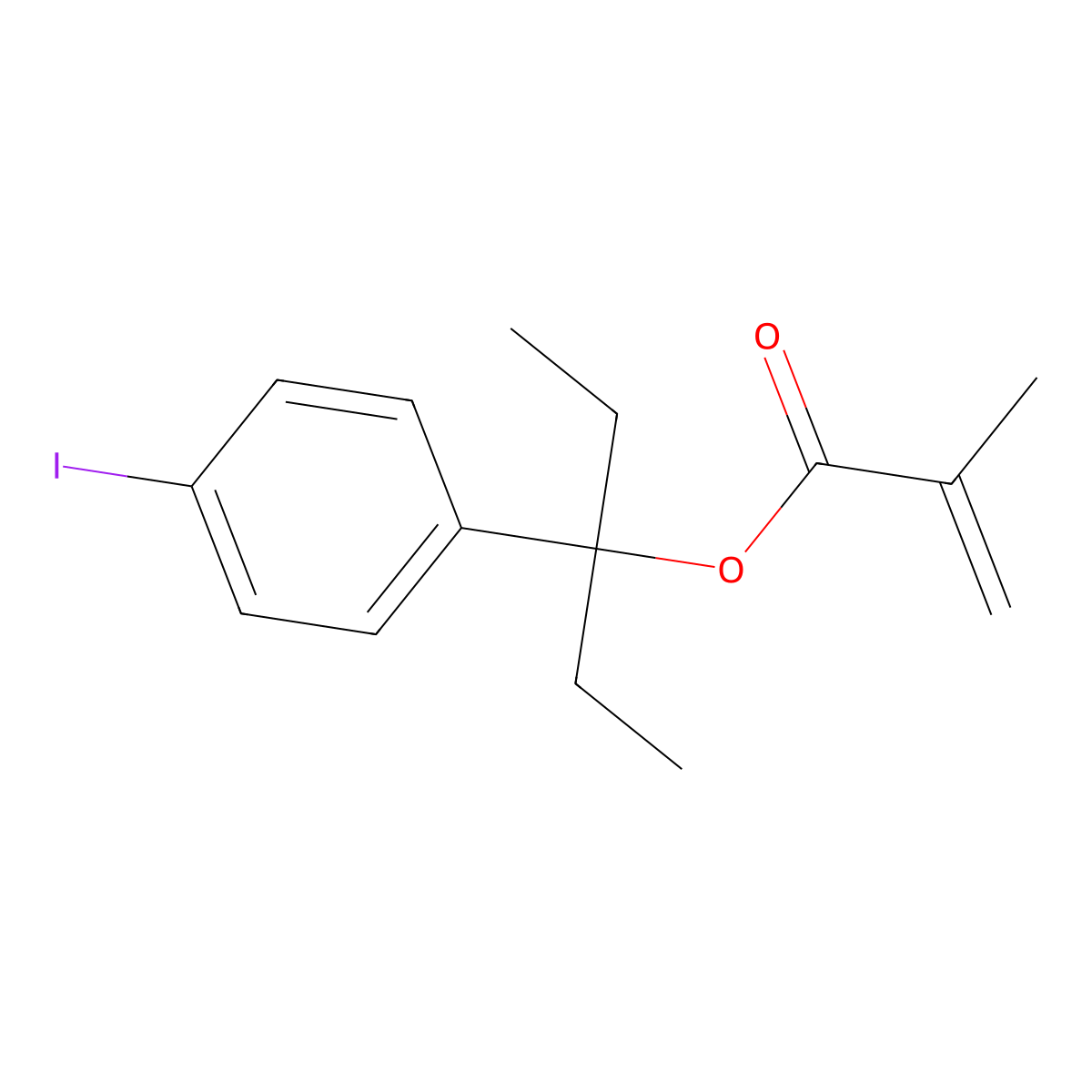 3-(4-Iodophenyl)pentan-3-yl methacrylate molecular structure, CAS 3049109-99-8