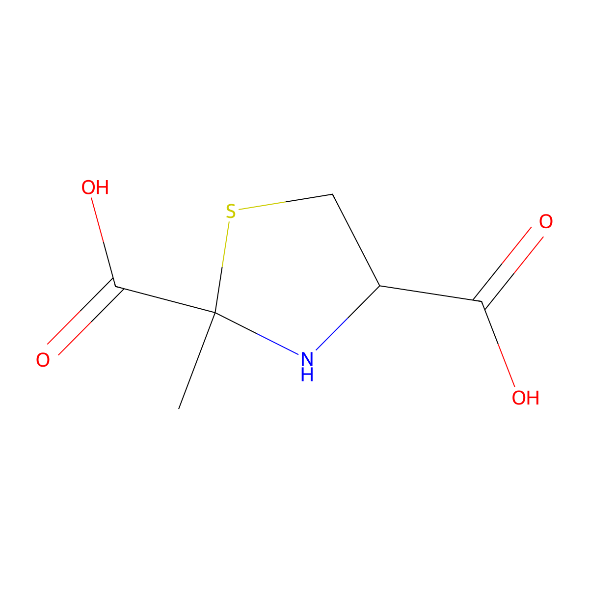 (4R)-2-methyl-1,3-thiazolidine-2,4-dicarboxylic acid molecular structure, CAS 304911-47-5