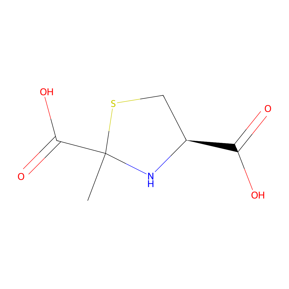 (4R)-2-methyl-1,3-thiazolidine-2,4-dicarboxylic acid molecular structure, CAS 304911-47-5