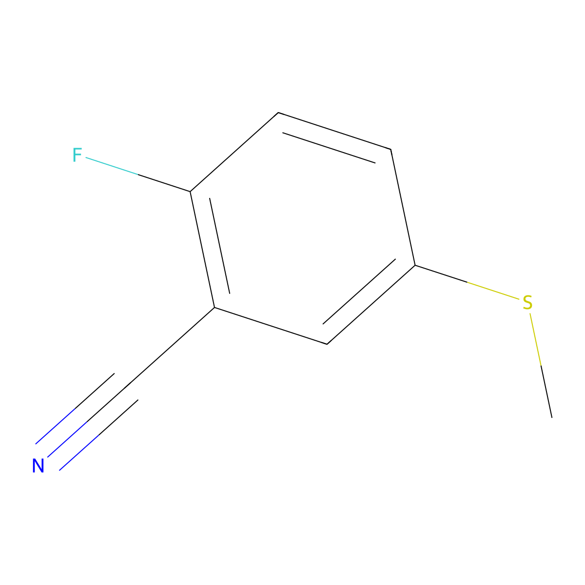 2-Fluoro-5-(methylthio)benzonitrile molecular structure, CAS 304913-00-6
