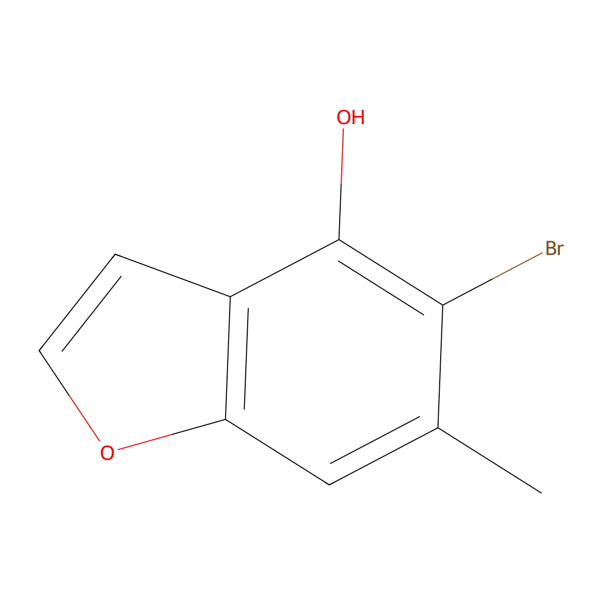 5-Bromo-6-methylbenzofuran-4-OL molecular structure, CAS 3049225-81-9