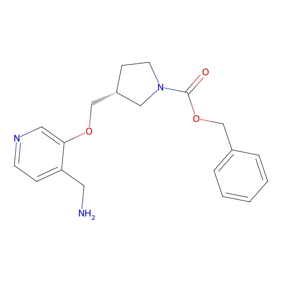 Benzyl (R)-3-(((4-(aminomethyl)pyridin-3-YL)oxy)methyl)pyrrolidine-1-carboxylate molecular structure, CAS 3049372-16-6