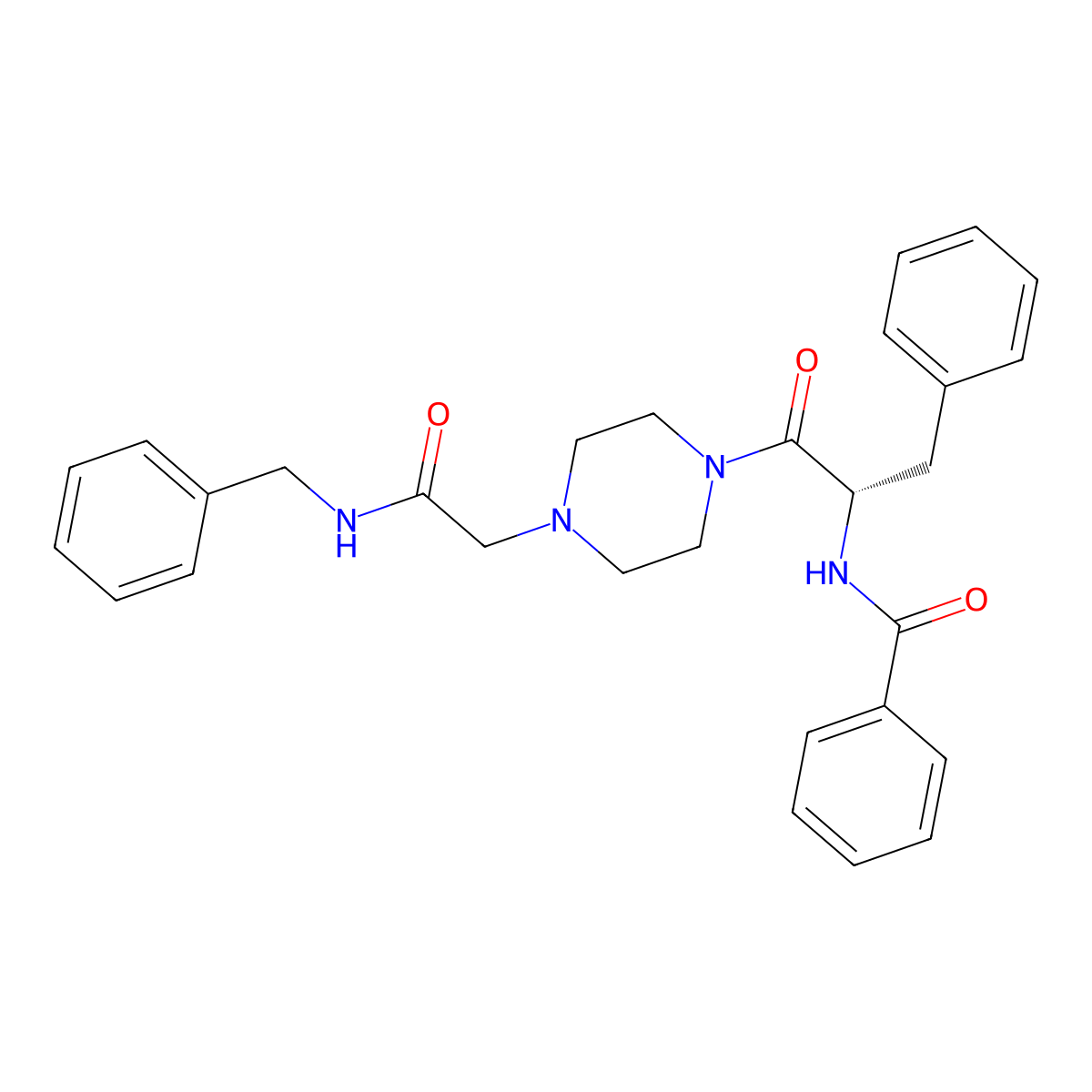 (S)-N-(1-(4-(2-(Benzylamino)-2-oxoethyl)piperazin-1-yl)-1-oxo-3-phenylpropan-2-yl)benzamide molecular structure, CAS 3049372-20-2