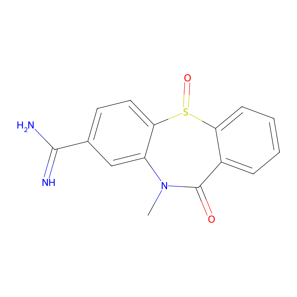 10-Methyl-11-oxo-10,11-dihydrodibenzo[B,F][1,4]thiazepine-8-carboximidamide 5-oxide molecular structure, CAS 3049373-82-9