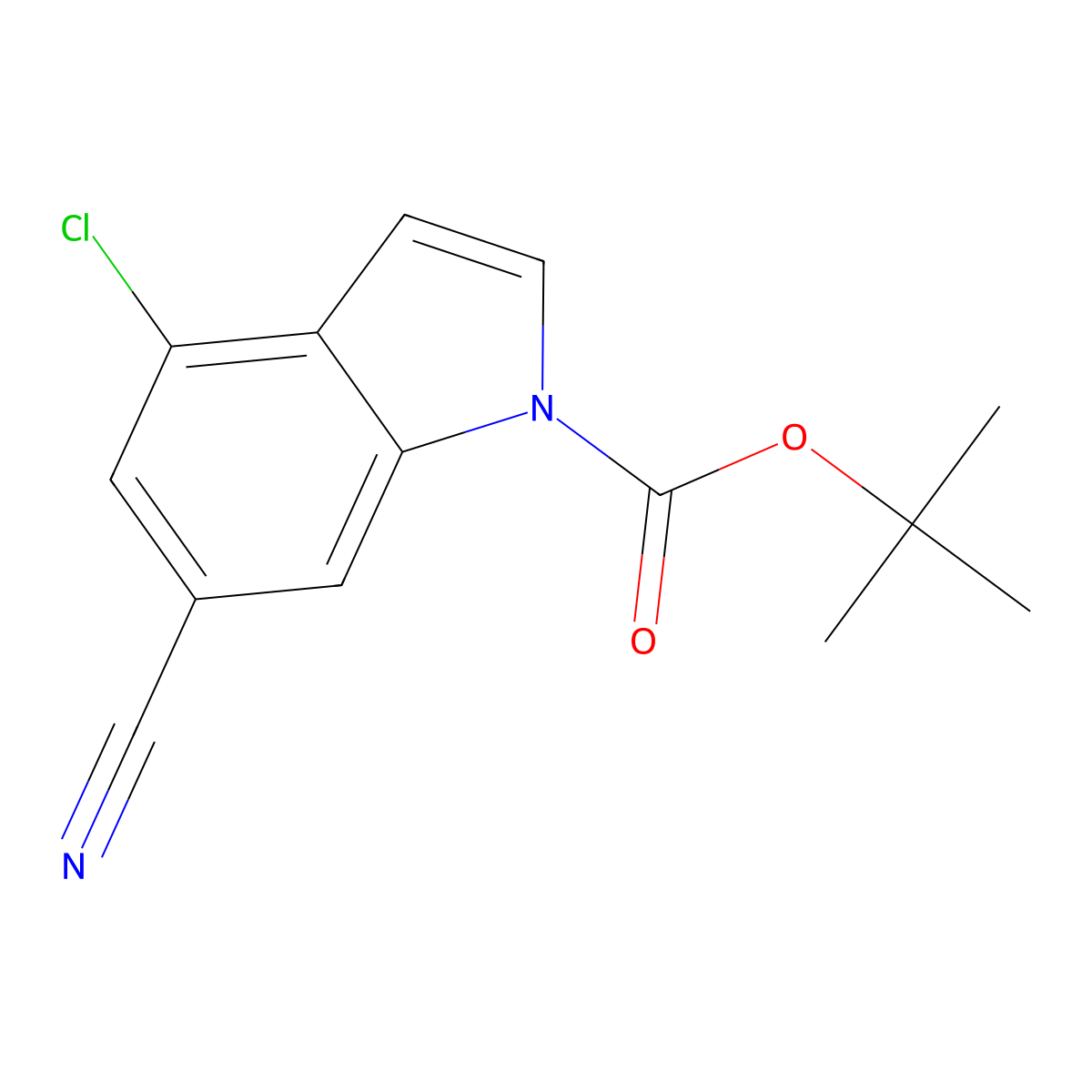 Tert-butyl 4-chloro-6-cyano-1H-indole-1-carboxylate molecular structure, CAS 3049385-37-4