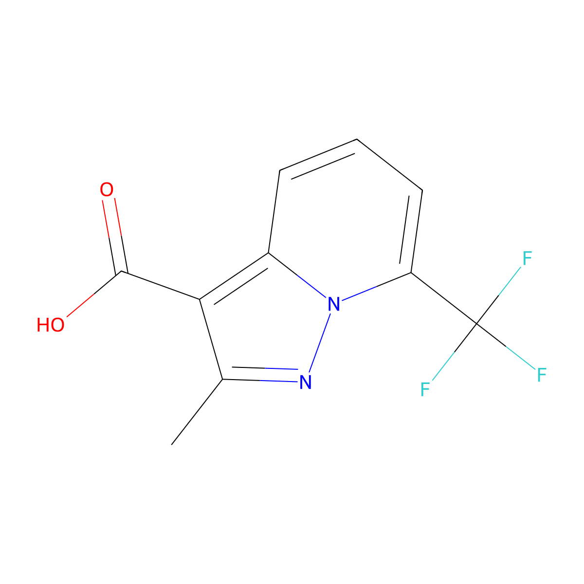 2-Methyl-7-(trifluoromethyl)pyrazolo[1,5-A]pyridine-3-carboxylic acid molecular structure, CAS 3049385-39-6