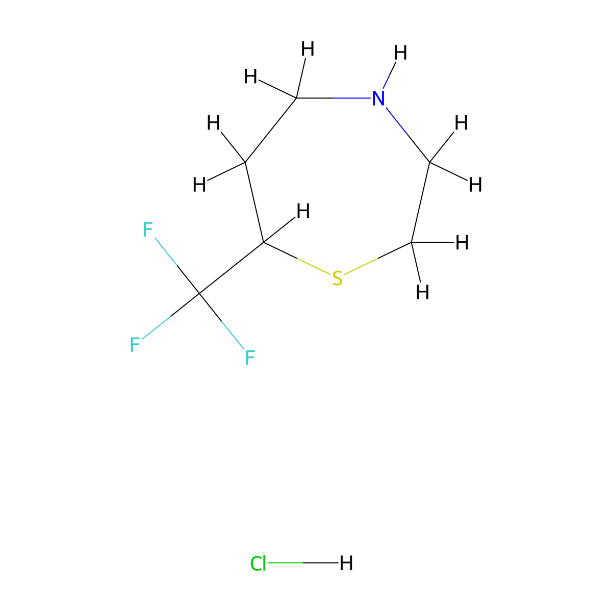 7-(Trifluoromethyl)-1,4-thiazepane hydrochloride molecular structure, CAS 3049388-72-6