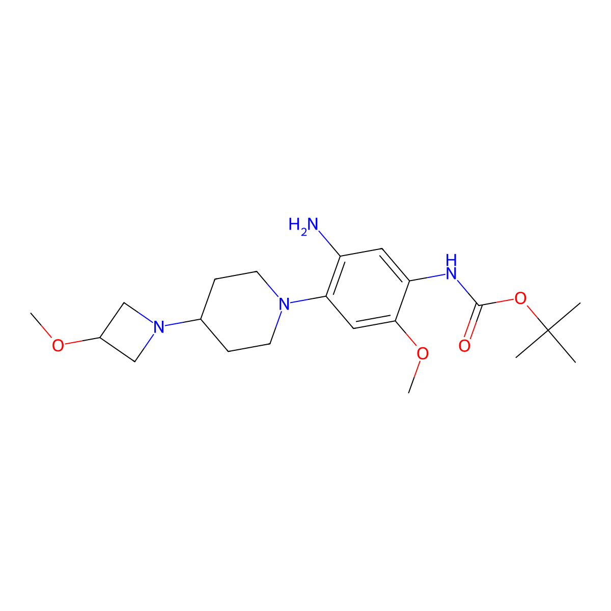 Tert-butyl (5-amino-2-methoxy-4-(4-(3-methoxyazetidin-1-YL)piperidin-1-YL)phenyl)carbamate molecular structure, CAS 3049388-76-0