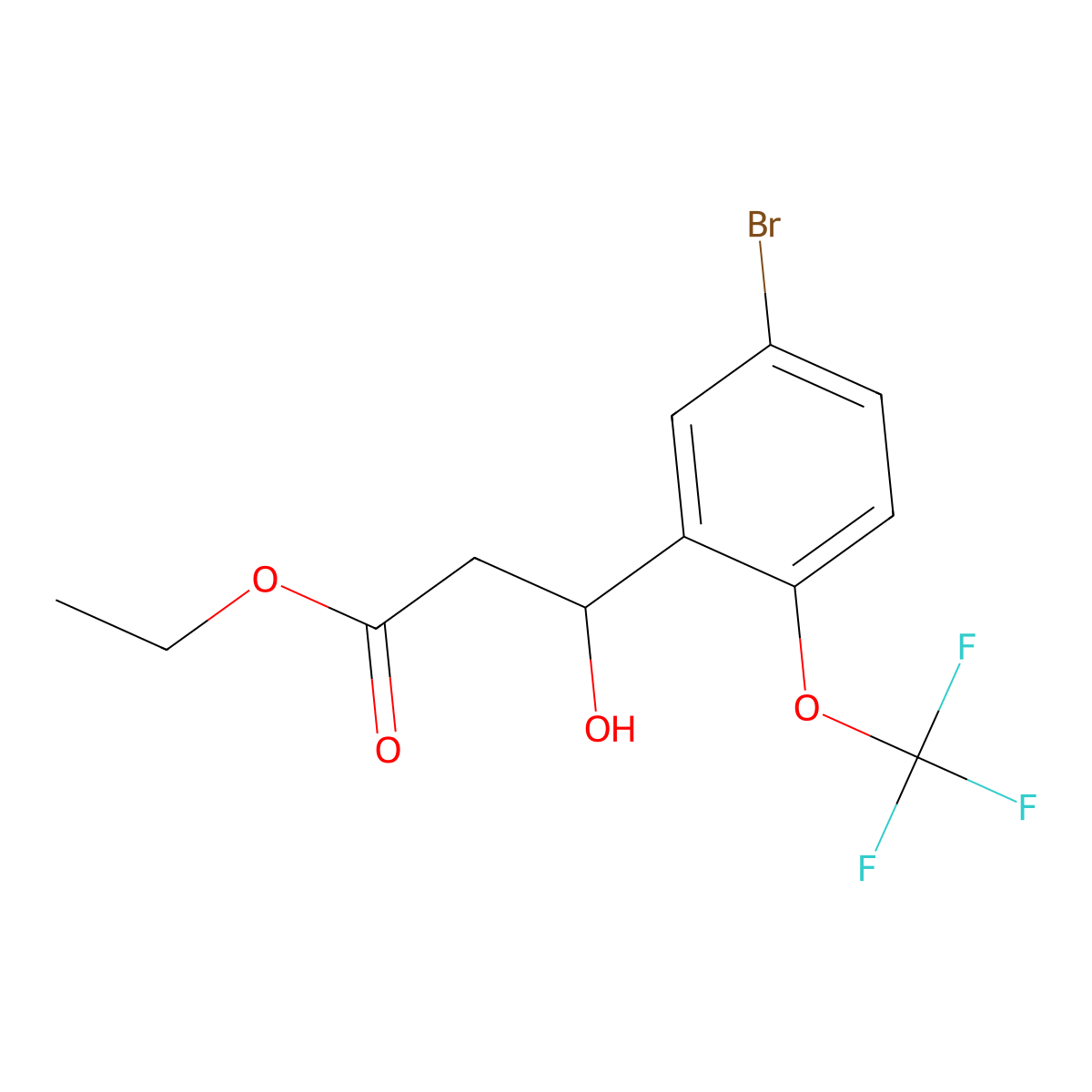 Ethyl 3-[5-bromo-2-(trifluoromethoxy)phenyl]-3-hydroxypropanoate molecular structure, CAS 3049388-85-1