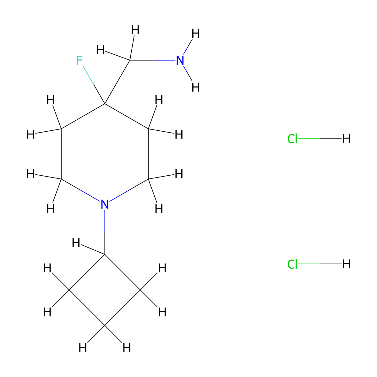 1-(1-Cyclobutyl-4-fluoropiperidin-4-yl)methanamine dihydrochloride molecular structure, CAS 3049388-95-3