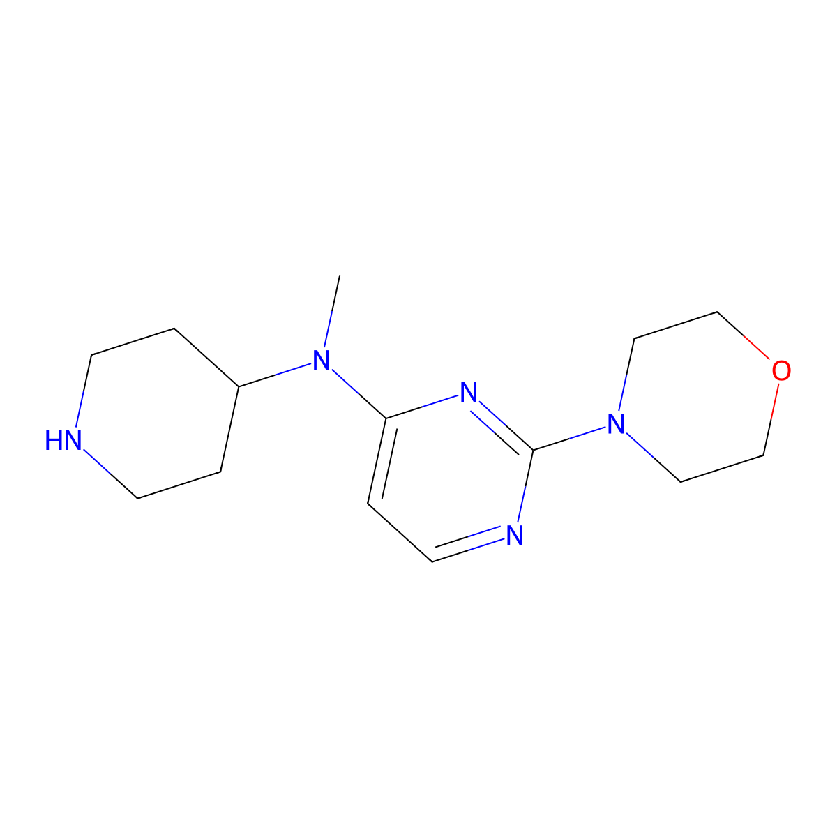 N-methyl-2-(morpholin-4-yl)-N-(piperidin-4-yl)pyrimidin-4-amine molecular structure, CAS 3049389-06-9