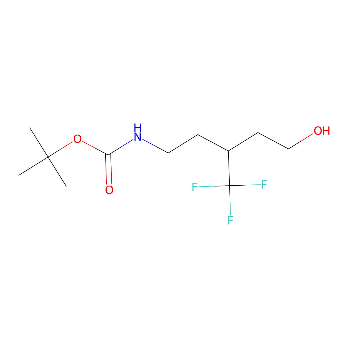 tert-butyl N-[5-hydroxy-3-(trifluoromethyl)pentyl]carbamate molecular structure, CAS 3049389-12-7