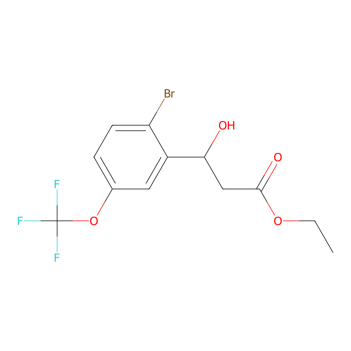 Ethyl 3-[2-Bromo-5-(trifluoromethoxy)phenyl]-3-hydroxypropanoate molecular structure, CAS 3049389-13-8