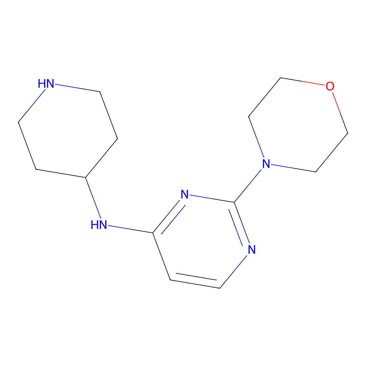 2-(morpholin-4-yl)-N-(piperidin-4-yl)pyrimidin-4-amine molecular structure, CAS 3049389-17-2