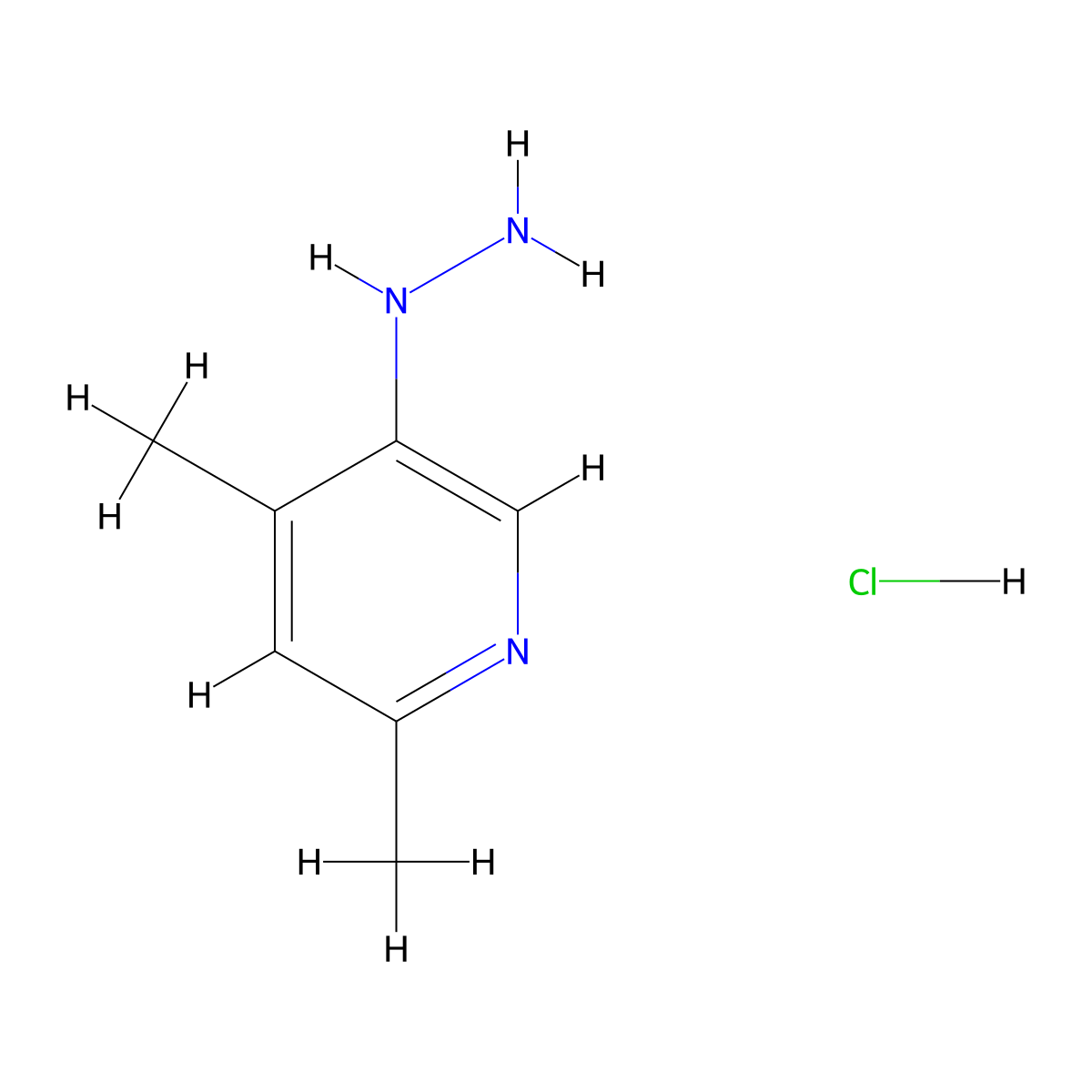 5-Hydrazineyl-2,4-dimethylpyridine hydrochloride molecular structure, CAS 3049389-35-4